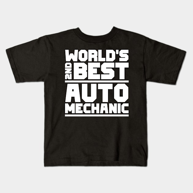 2nd best auto mechanic Kids T-Shirt by colorsplash